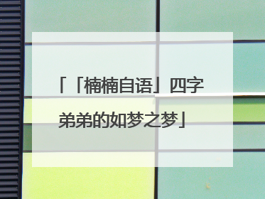 「楠楠自语」四字弟弟的如梦之梦