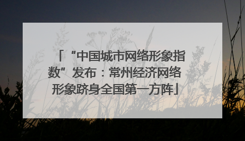 “中国城市网络形象指数”发布：常州经济网络形象跻身全国第一方阵