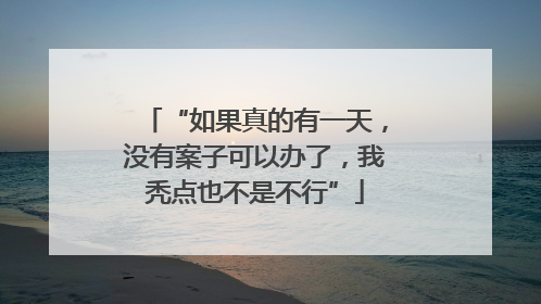 “如果真的有一天，没有案子可以办了，我秃点也不是不行”