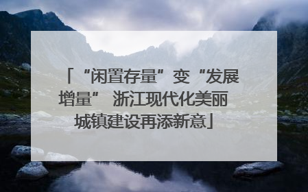 “闲置存量”变“发展增量” 浙江现代化美丽城镇建设再添新意