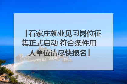 石家庄就业见习岗位征集正式启动 符合条件用人单位请尽快报名