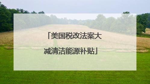 美国税改法案大减清洁能源补贴