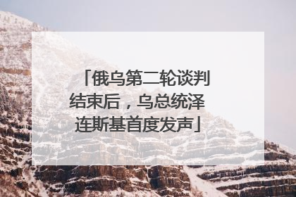 俄乌第二轮谈判结束后，乌总统泽连斯基首度发声