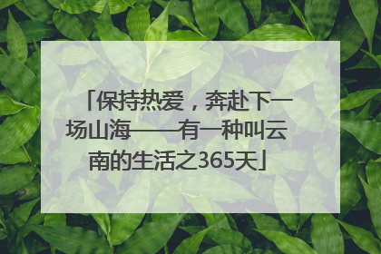保持热爱，奔赴下一场山海——有一种叫云南的生活之365天