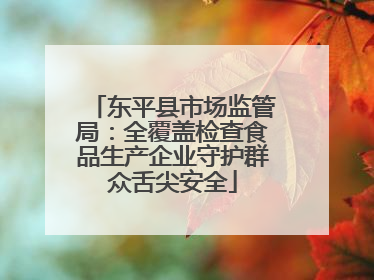 东平县市场监管局：全覆盖检查食品生产企业守护群众舌尖安全