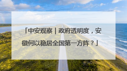 中安观察｜政府透明度，安徽何以稳居全国第一方阵？