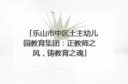 乐山市中区土主幼儿园教育集团：正教师之风，铸教育之魂
