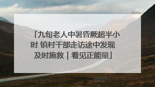九旬老人中暑昏厥超半小时 镇村干部走访途中发现及时施救｜看见正能量
