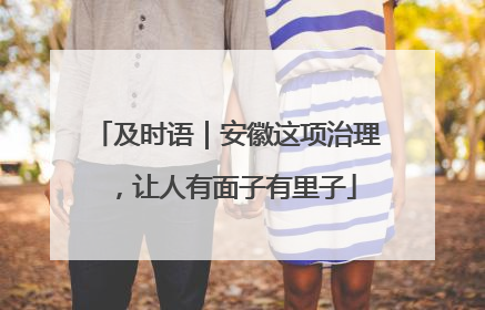及时语｜安徽这项治理，让人有面子有里子