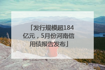 发行规模超184亿元，5月份河南信用债报告发布