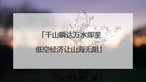 千山瞬达万水即至 低空经济让山海无阻