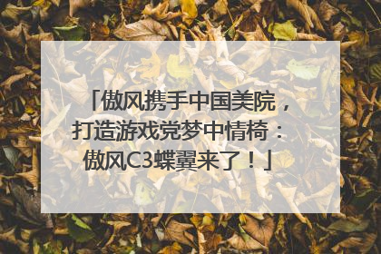 傲风携手中国美院，打造游戏党梦中情椅：傲风C3蝶翼来了！