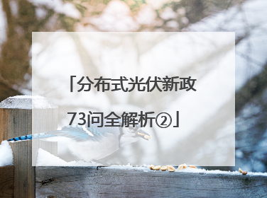 分布式光伏新政73问全解析②