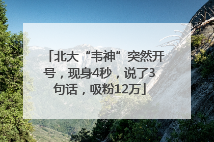 北大“韦神”突然开号，现身4秒，说了3句话，吸粉12万