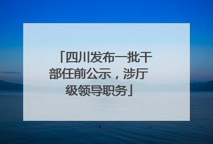 四川发布一批干部任前公示，涉厅级领导职务