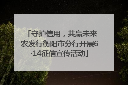 守护信用，共赢未来 农发行衡阳市分行开展6·14征信宣传活动