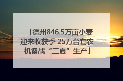 德州846.5万亩小麦迎来收获季 25万台套农机备战“三夏”生产