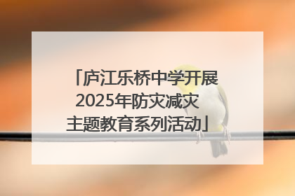 庐江乐桥中学开展2025年防灾减灾主题教育系列活动