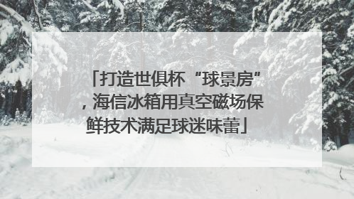 打造世俱杯“球景房”，海信冰箱用真空磁场保鲜技术满足球迷味蕾