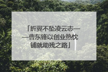 折翼不坠凌云志——曹东锋以创业热忱铺就助残之路