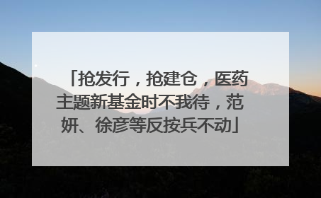 抢发行，抢建仓，医药主题新基金时不我待，范妍、徐彦等反按兵不动