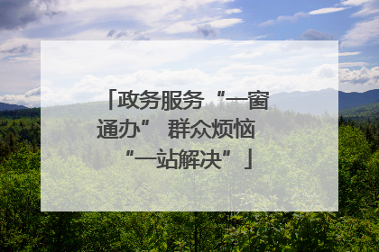 政务服务“一窗通办” 群众烦恼“一站解决”