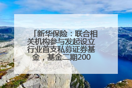 新华保险：联合相关机构参与发起设立行业首支私募证券基金，基金二期200亿元已募集完毕