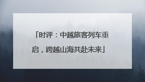 时评：中越旅客列车重启，跨越山海共赴未来