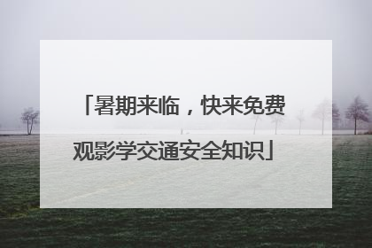 暑期来临，快来免费观影学交通安全知识