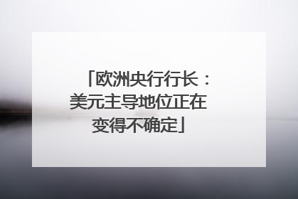 欧洲央行行长：美元主导地位正在变得不确定