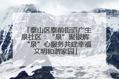 泰山区泰前街道广生泉社区：“泉”聚银辉“泉”心服务共建幸福文明和谐家园