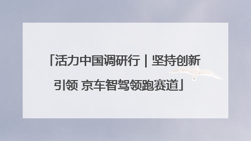 活力中国调研行｜坚持创新引领 京车智驾领跑赛道