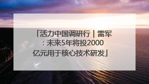 活力中国调研行｜雷军：未来5年将投2000亿元用于核心技术研发