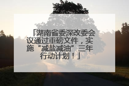 湖南省委深改委会议通过重磅文件，实施“减盐减油”三年行动计划！
