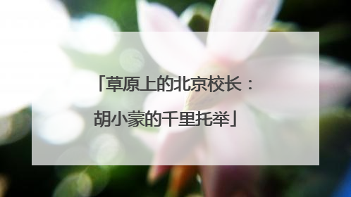 草原上的北京校长：胡小蒙的千里托举
