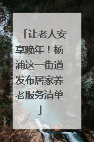 让老人安享晚年！杨浦这一街道发布居家养老服务清单