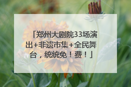 郑州大剧院33场演出+非遗市集+全民舞台，统统免！费！