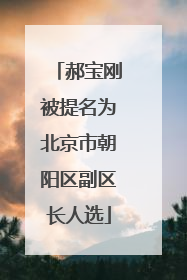 郝宝刚被提名为北京市朝阳区副区长人选