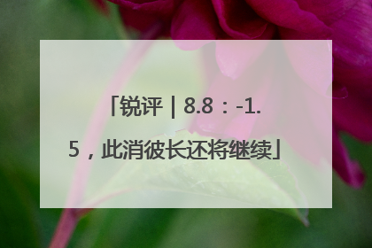 锐评｜8.8：-1.5，此消彼长还将继续
