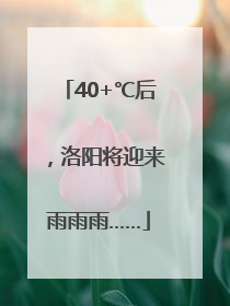 40+℃后，洛阳将迎来雨雨雨……