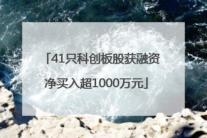 41只科创板股获融资净买入超1000万元
